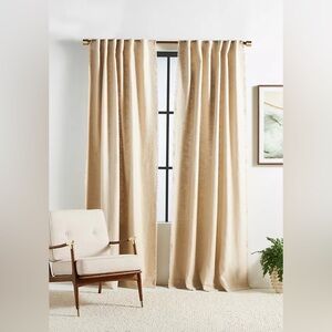 Anthropologie Luxe Linen Blend Curtain Panel set New 50 x 108